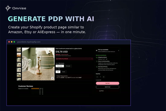 Generate PDP with AI — marketplace-style product pages for Shopify in one minute