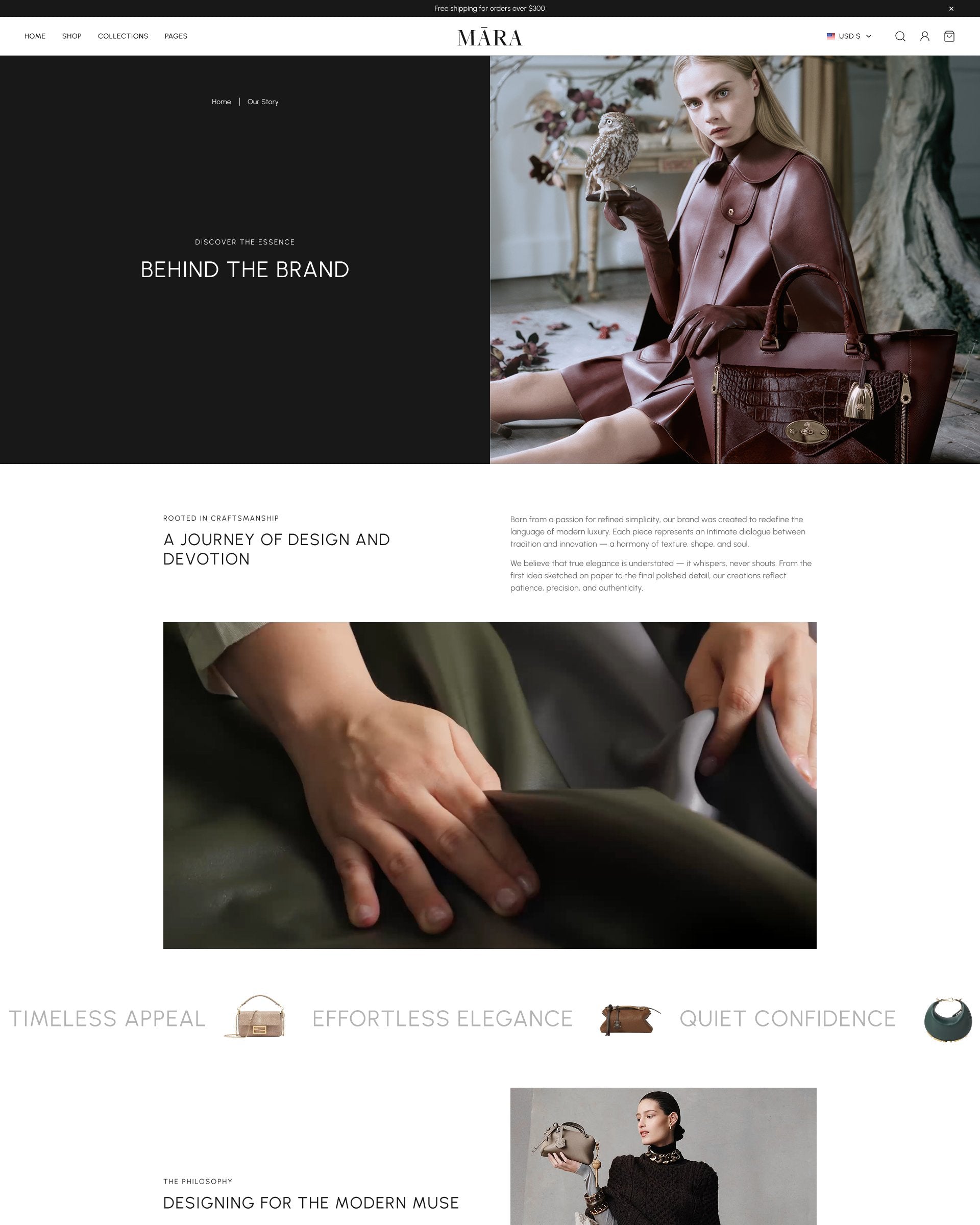 Mara - Bags About Page Template for Shopify | Omnise