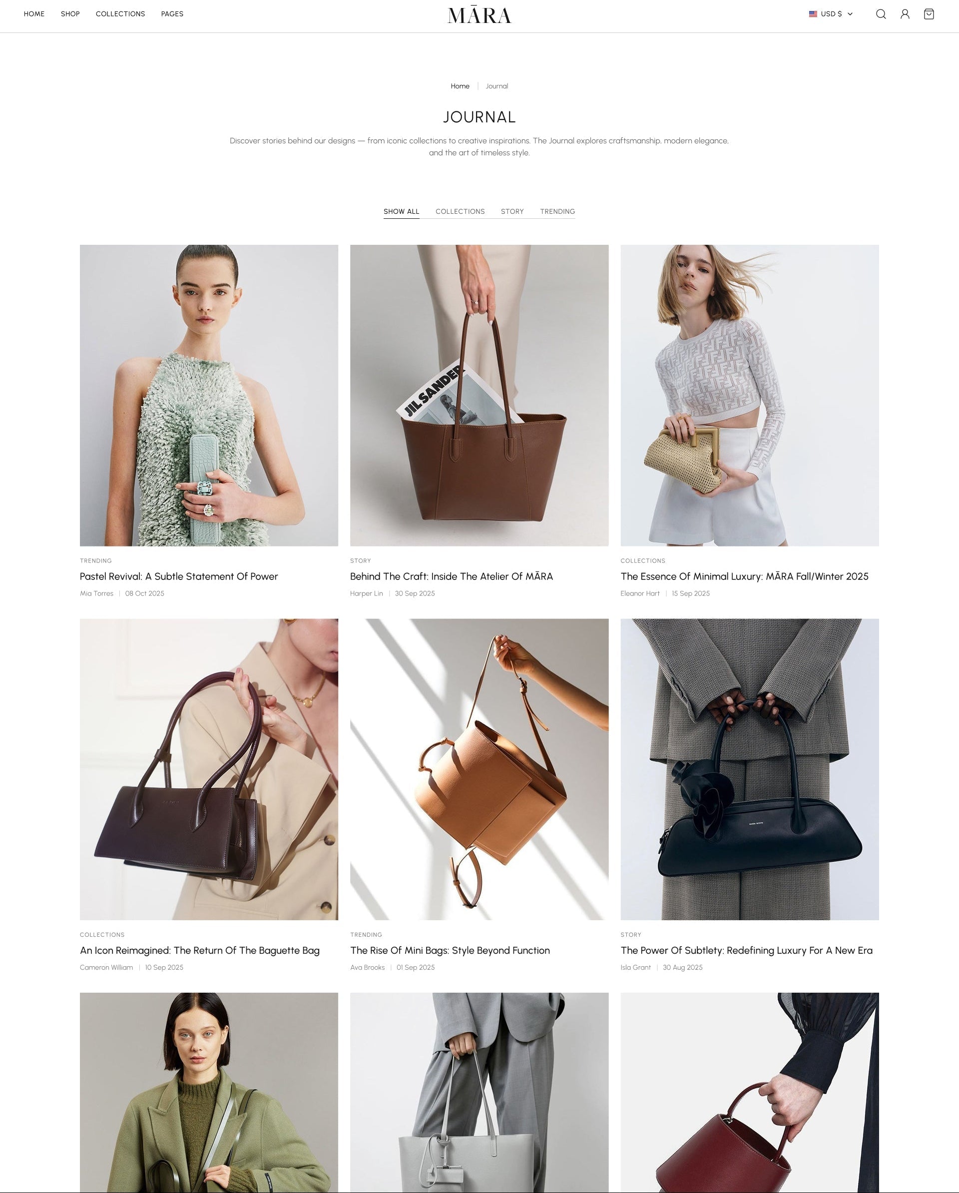 Mara - Bags Blog Page Template for Shopify | Omnise