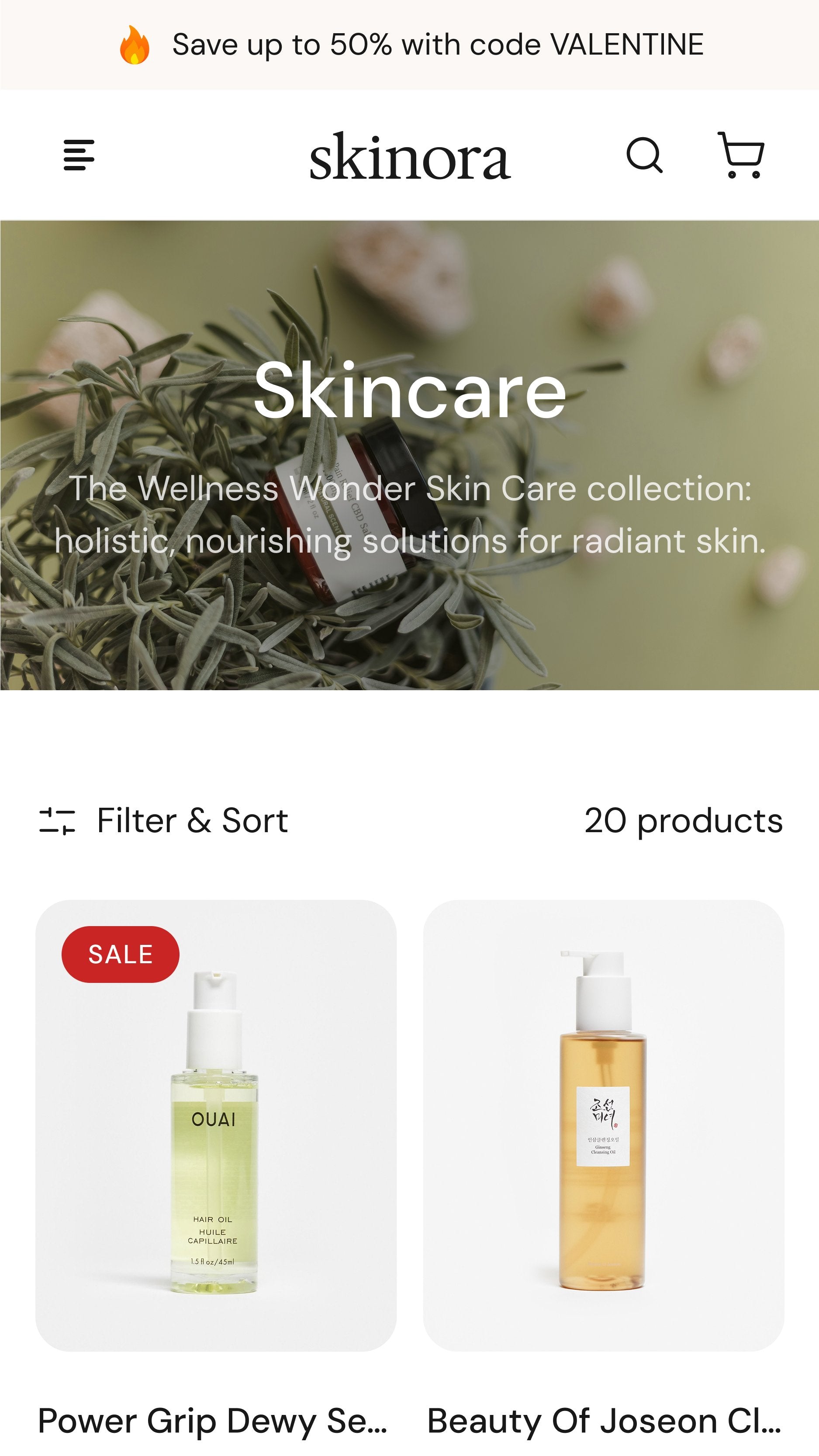 Skinora - Beauty Collection Page Template for Shopify | Omnise