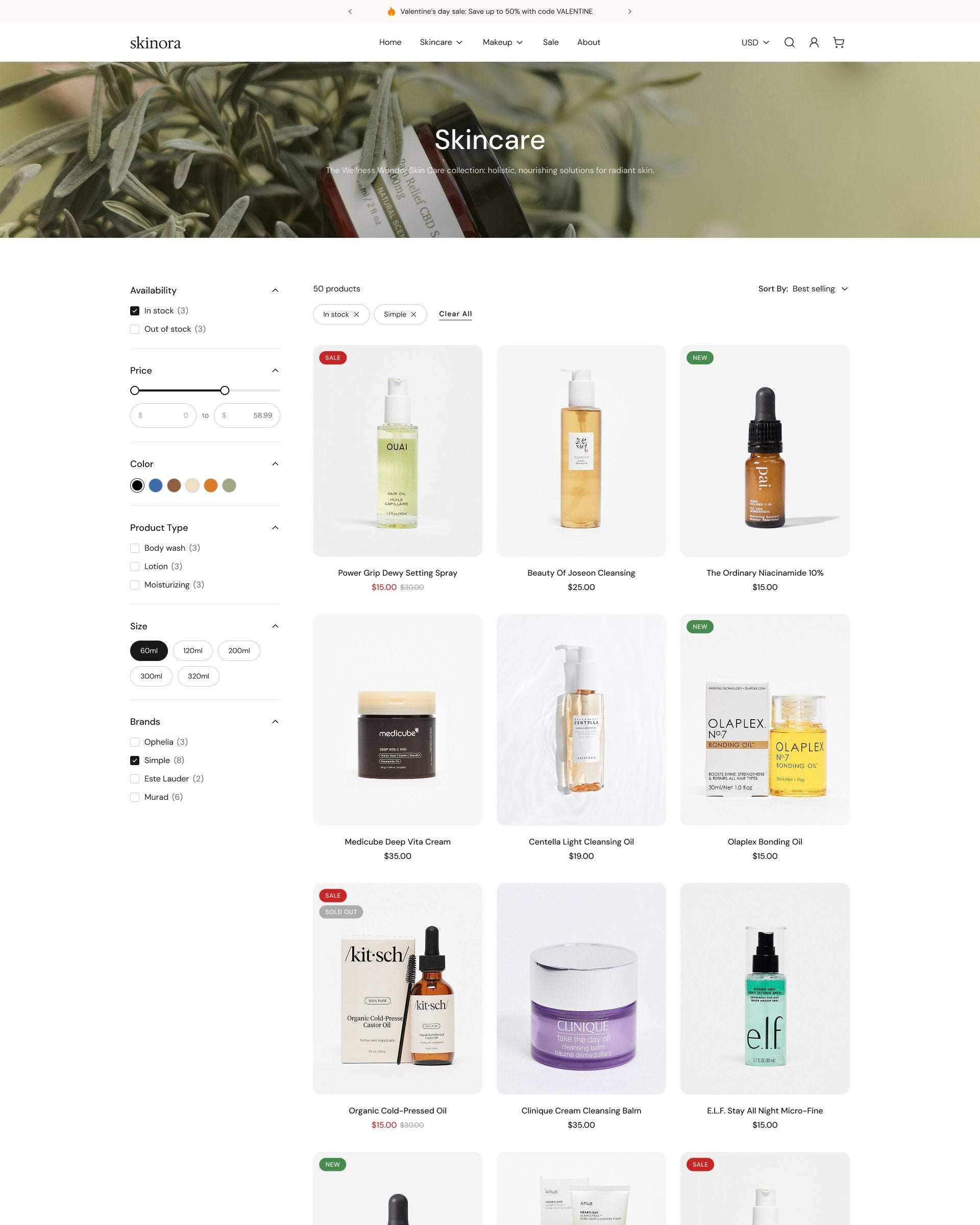 Skinora - Beauty Collection Page Template for Shopify | Omnise