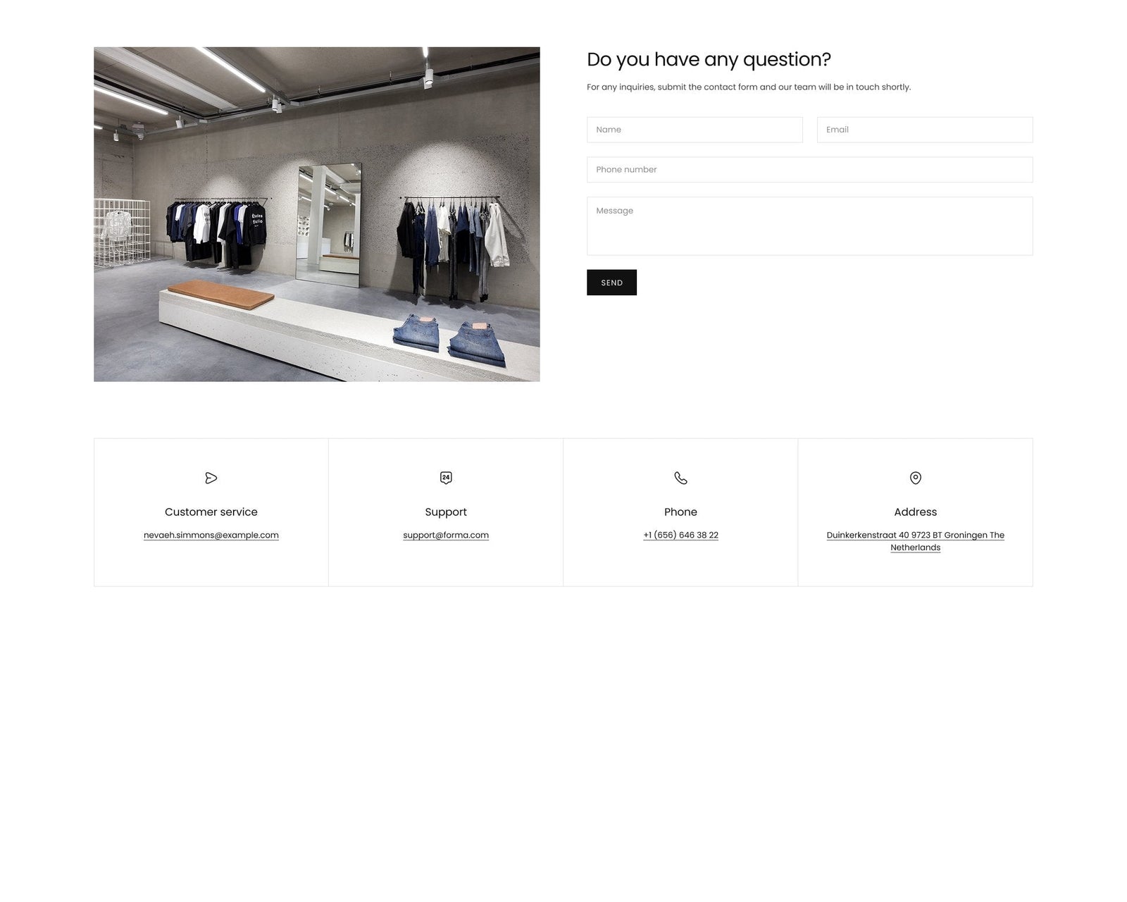 Essen - Clothing Contact Page Template for Shopify | Omnise