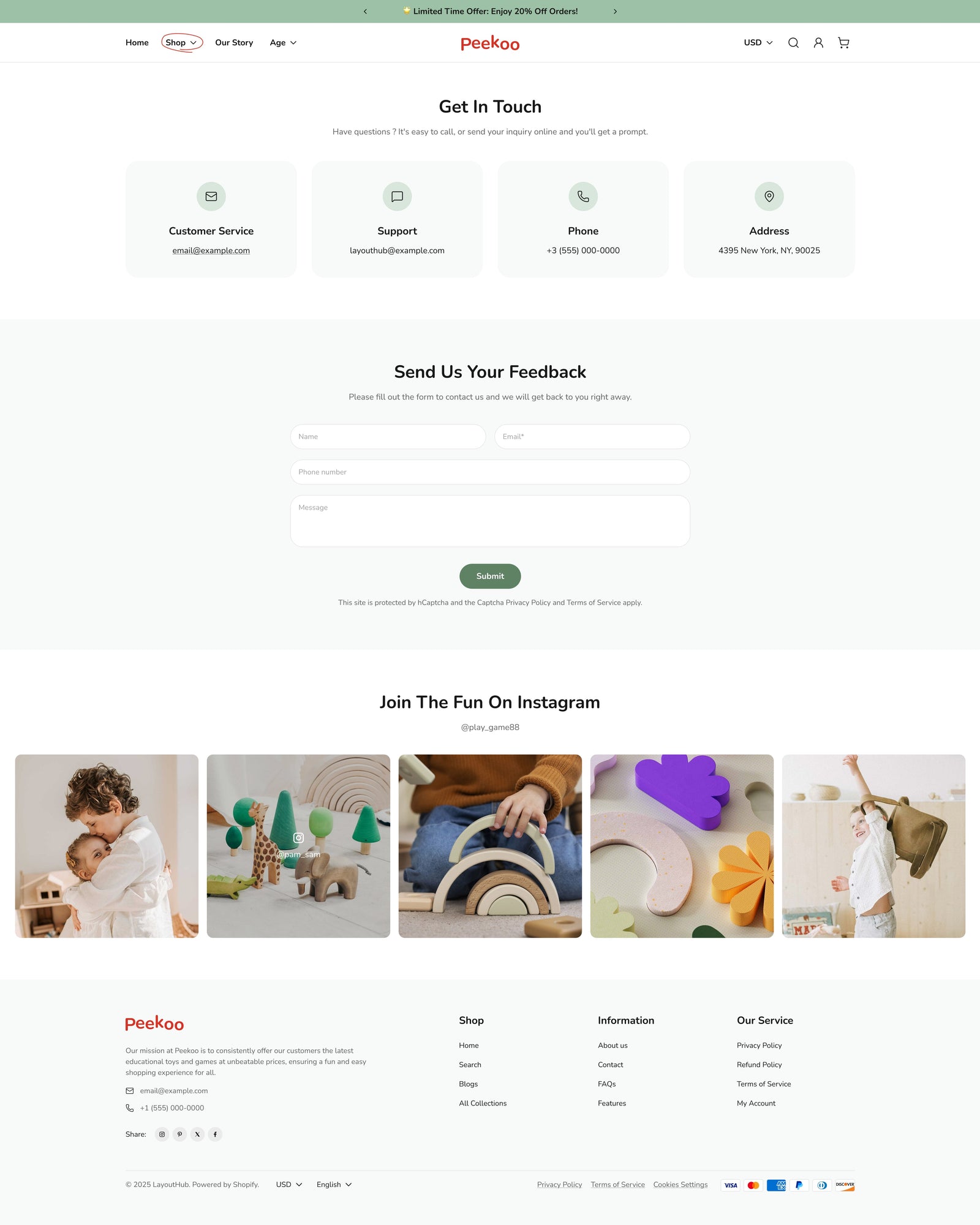 Peekoo - Toys Contact Page Template for Shopify | Omnise