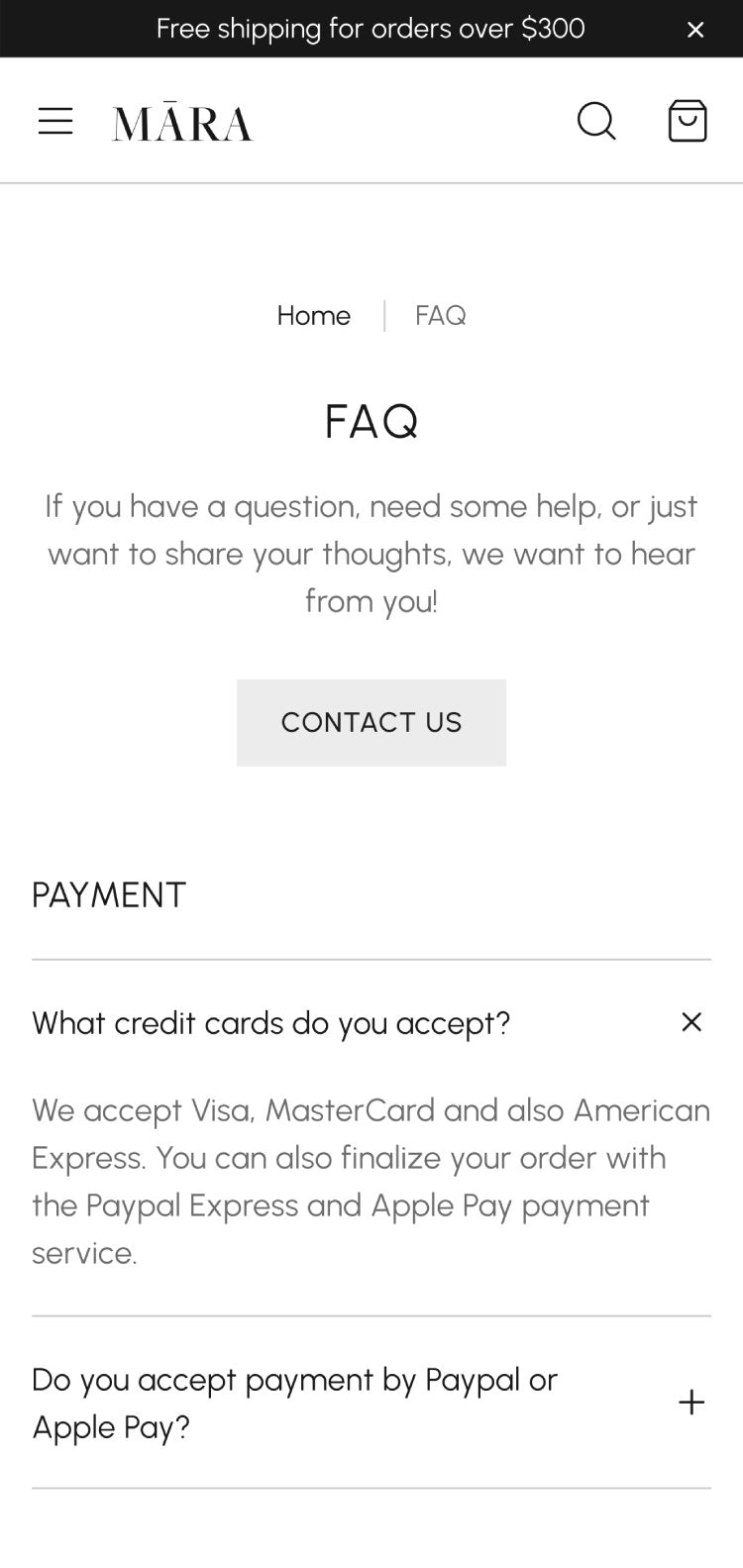 Mara - Bags FAQ Page Template for Shopify | Omnise