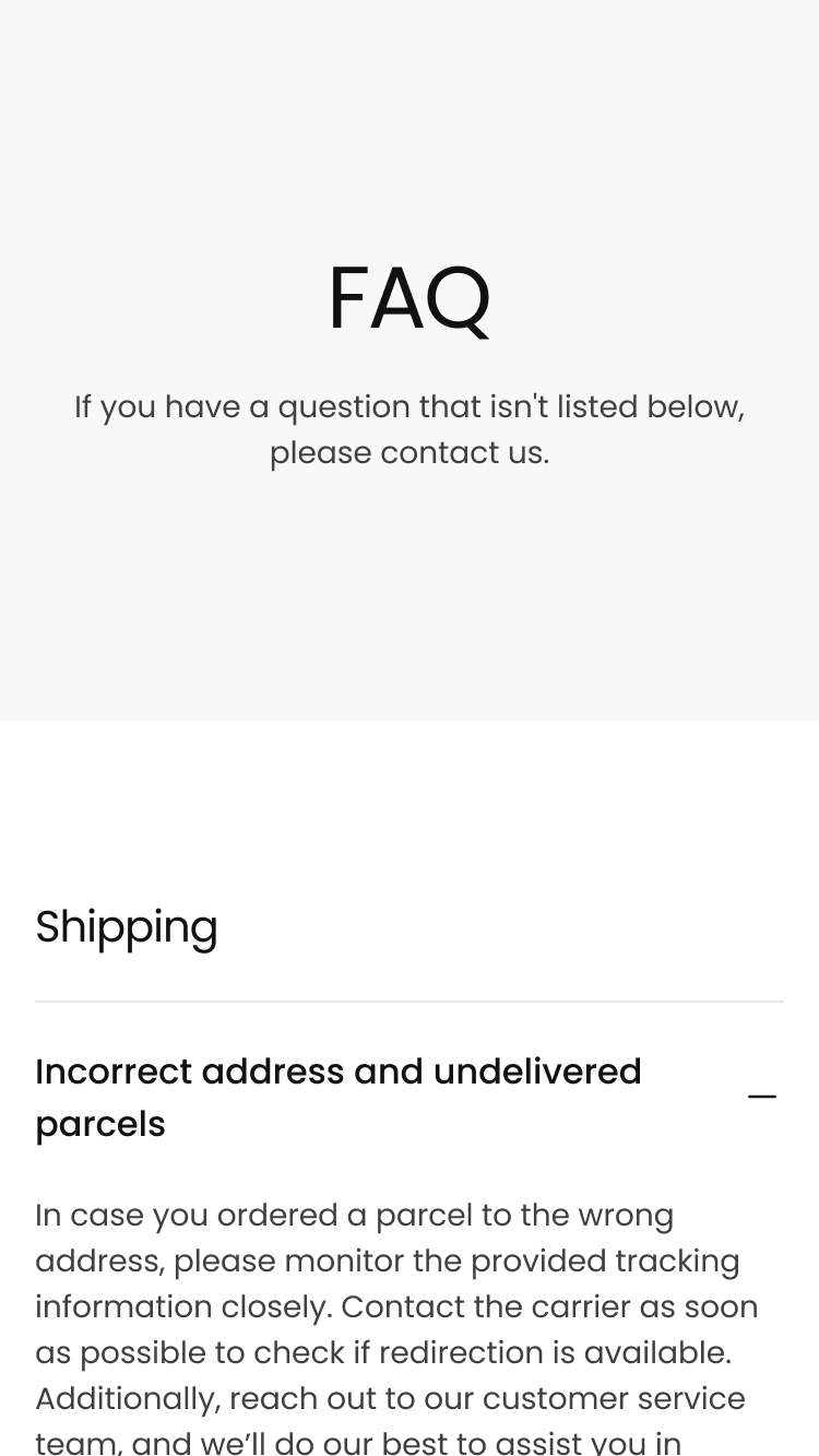 Essen - Clothing FAQ Page Template for Shopify | Omnise