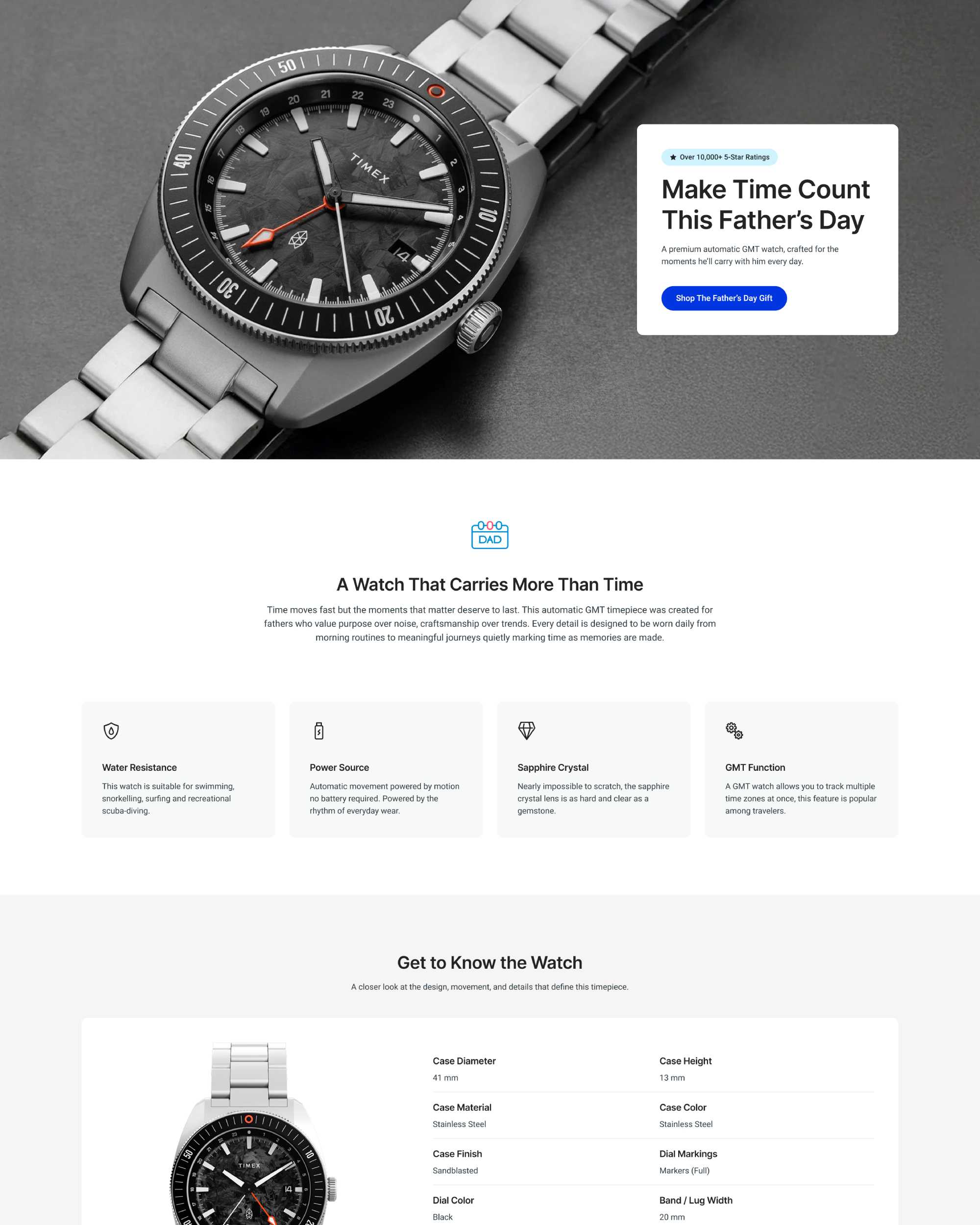 Nexaro Landing Page template for Shopify Watch Store on desktop view