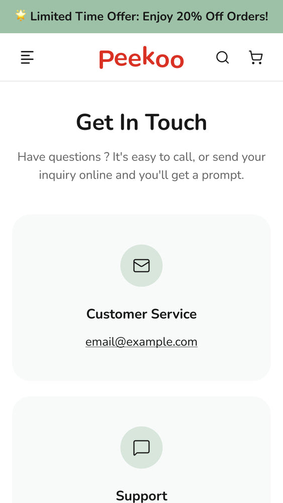 Peekoo - Toys Contact Page Template for Shopify | Omnise