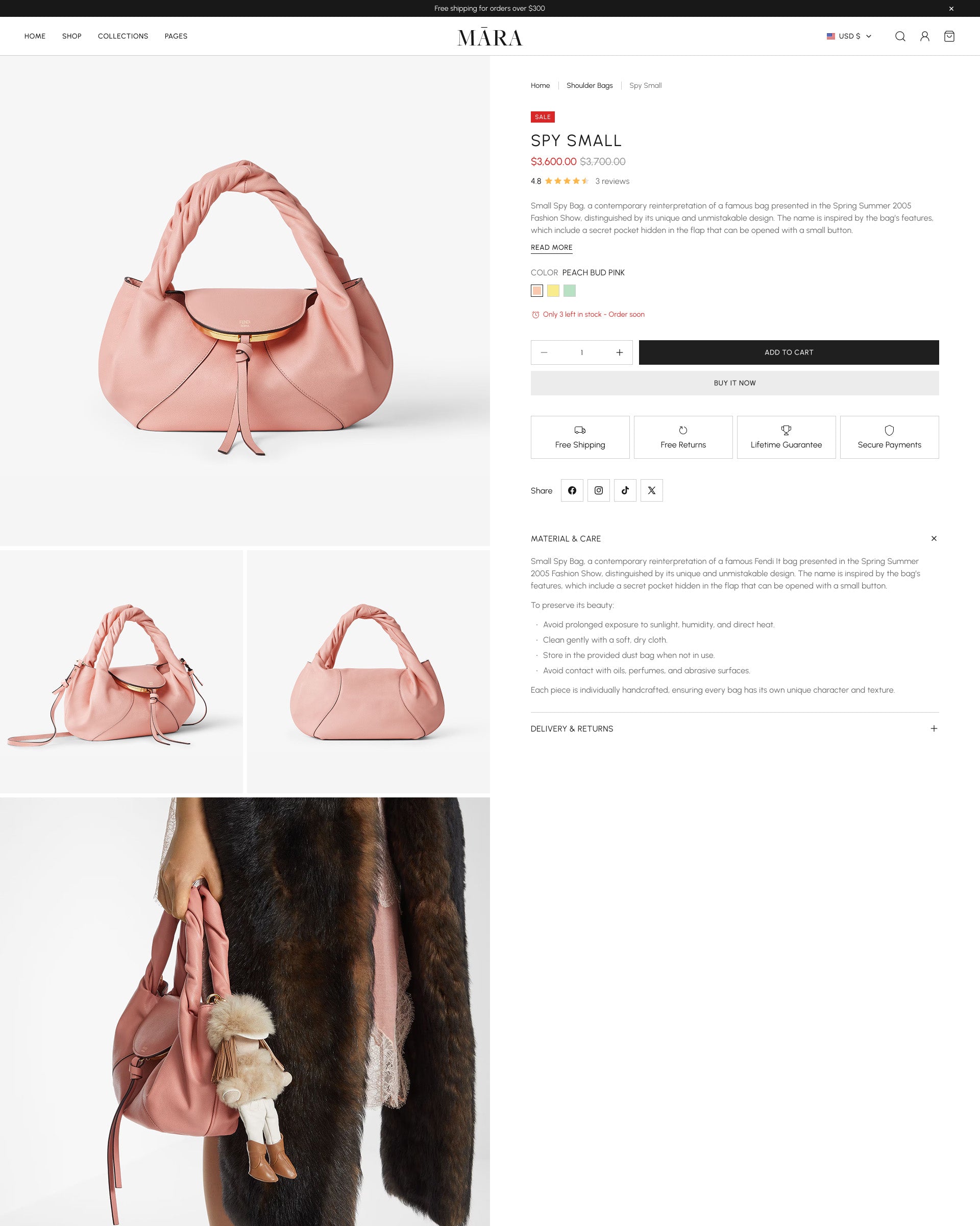 Mara Bags Product Page Template for Shopify store