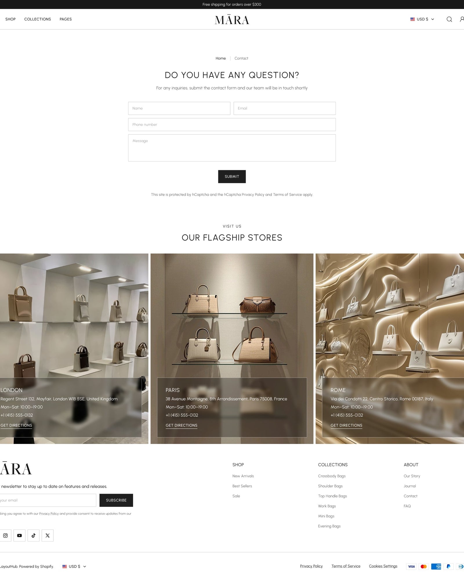 Mara - Bags Contact Page Template for Shopify | Omnise