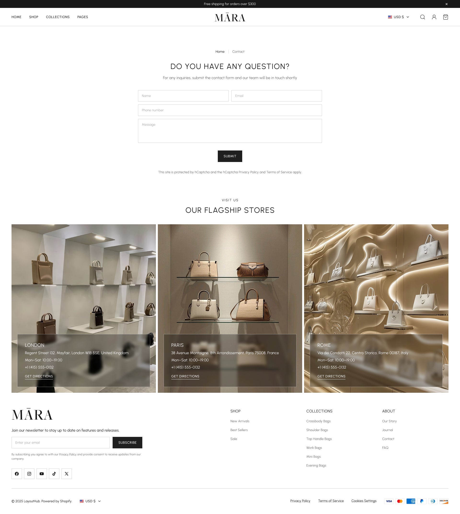Mara - Bags Contact Page Template for Shopify | Omnise