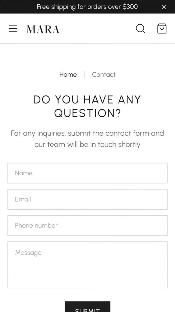 Mara - Bags Contact Page Template for Shopify | Omnise
