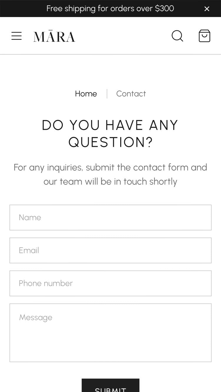 Mara - Bags Contact Page Template for Shopify | Omnise