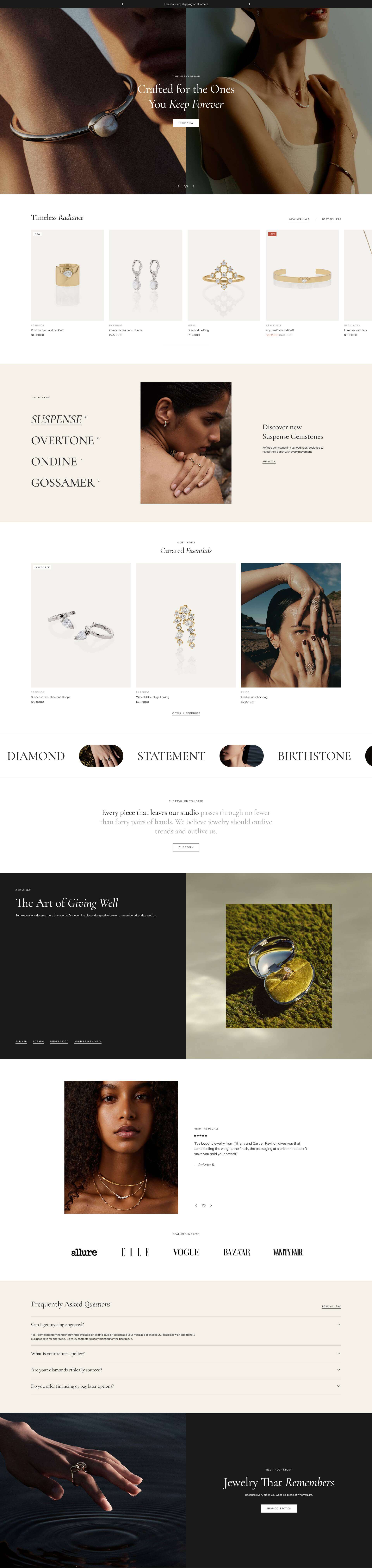 Pavillon - Jewelry Homepage Template for Shopify | Omnise