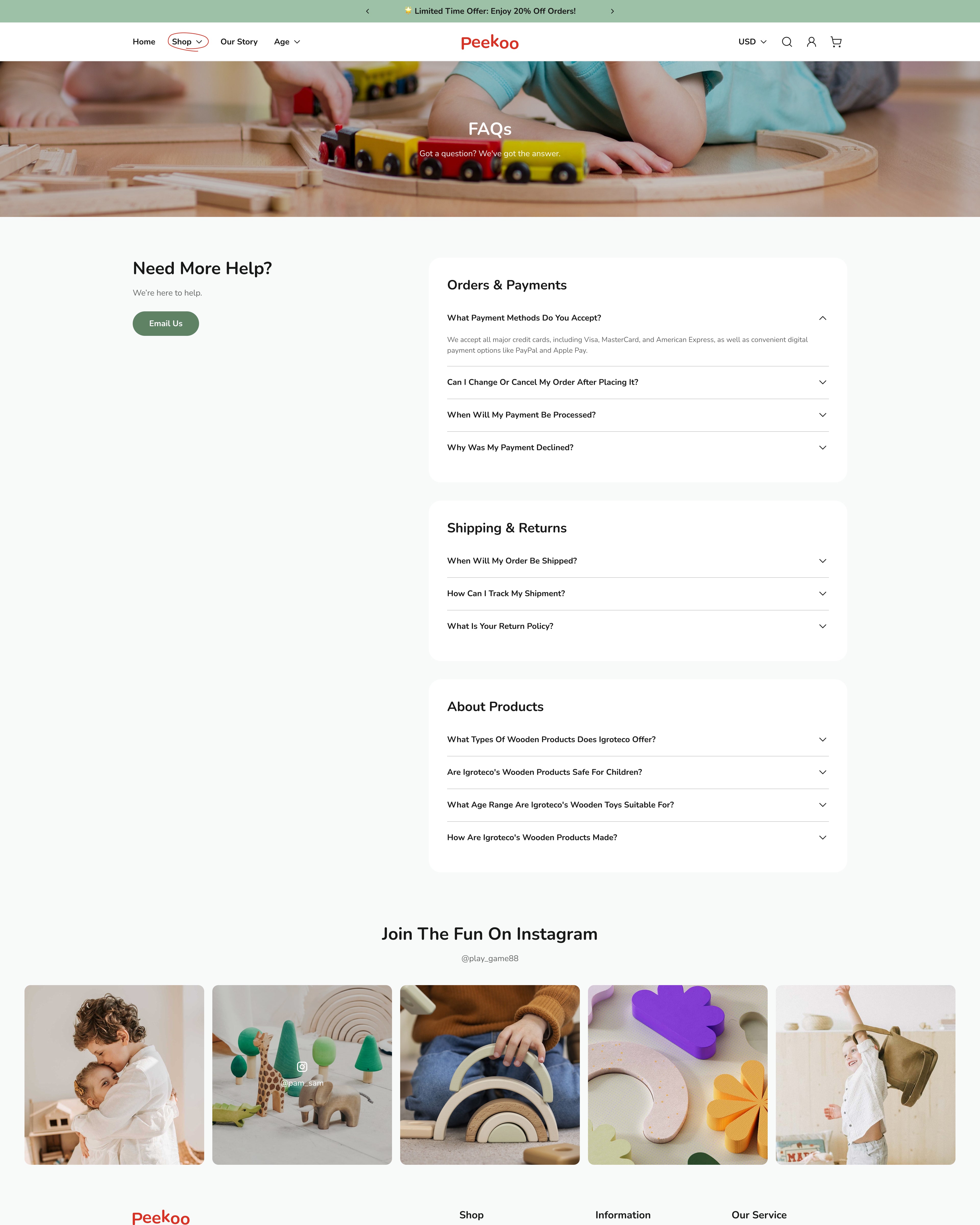 Peekoo - Toys FAQ Page Template for Shopify | Omnise