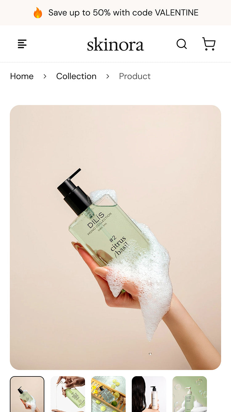 Skinora Beauty Product Page template for Shopify mobile