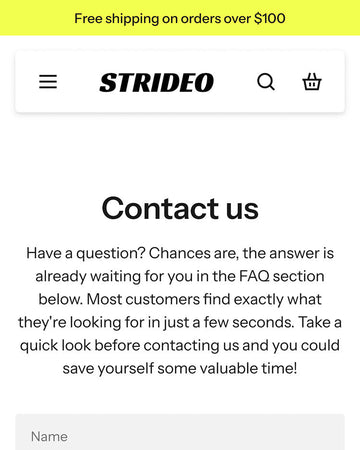 Strideo - Shoes Contact Page Template for Shopify | Omnise