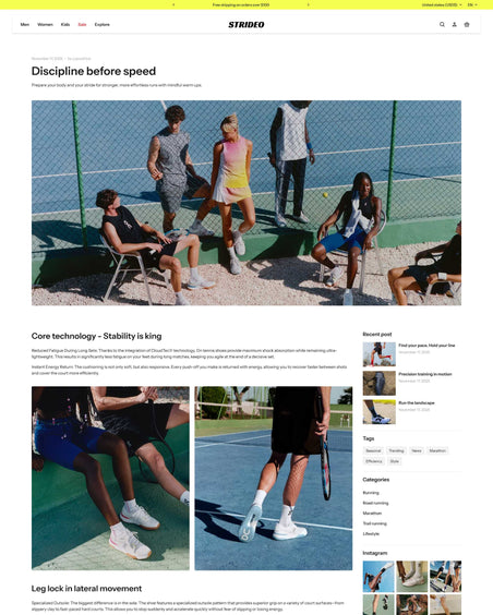 Strideo - Shoes Blog Post Page Template for Shopify | Omnise