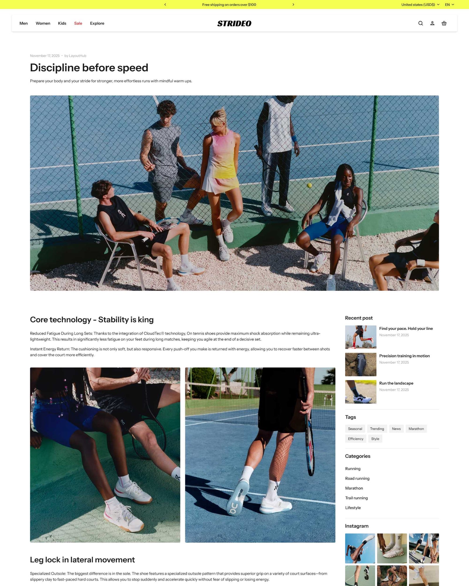 Strideo - Shoes Blog Post Page Template for Shopify | Omnise