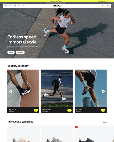Strideo - Shoes Homepage Template for Shopify | Omnise