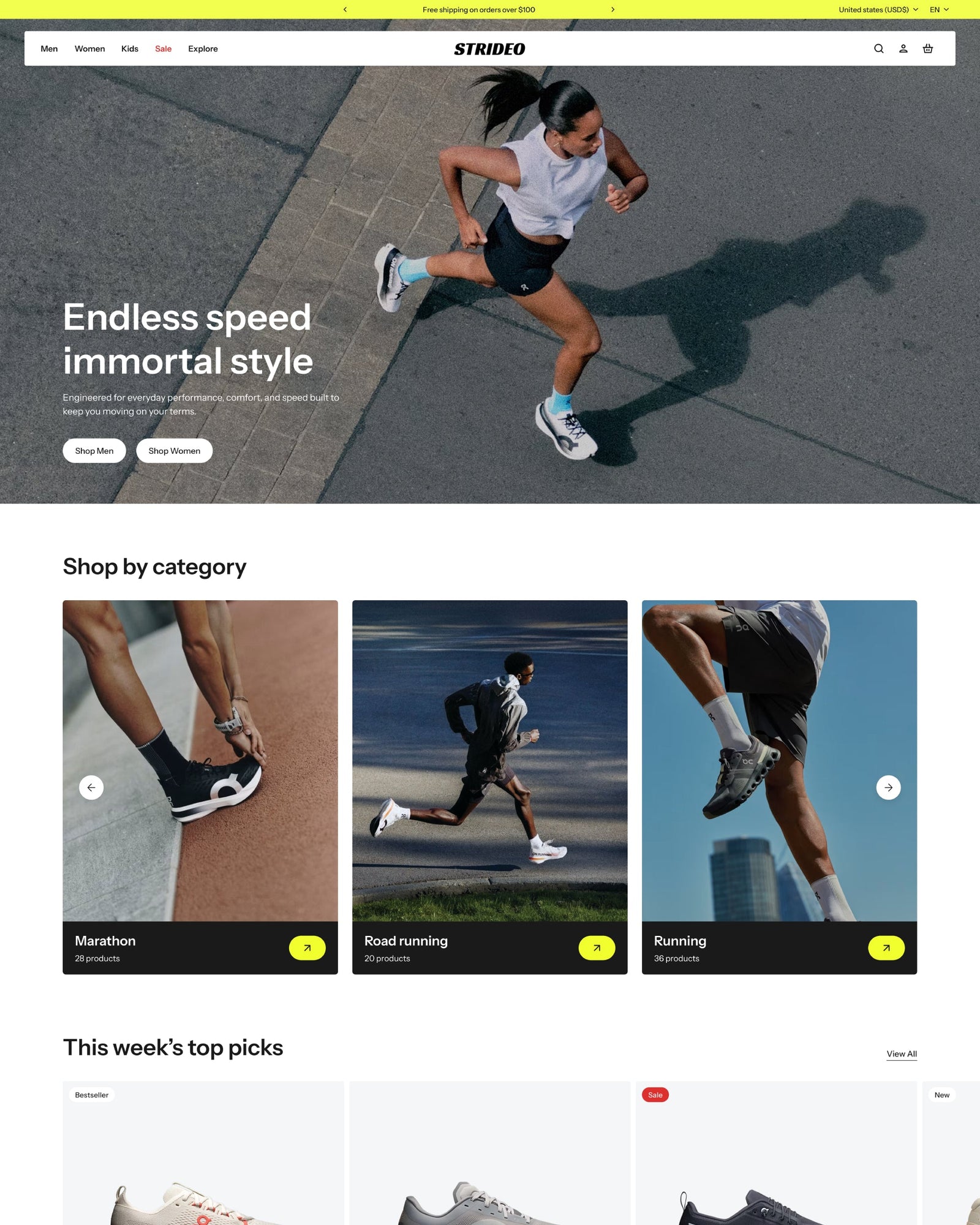 Strideo - Shoes Homepage Template for Shopify | Omnise