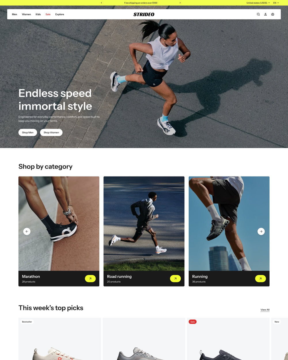 Strideo - Shoes Homepage Template for Shopify | Omnise