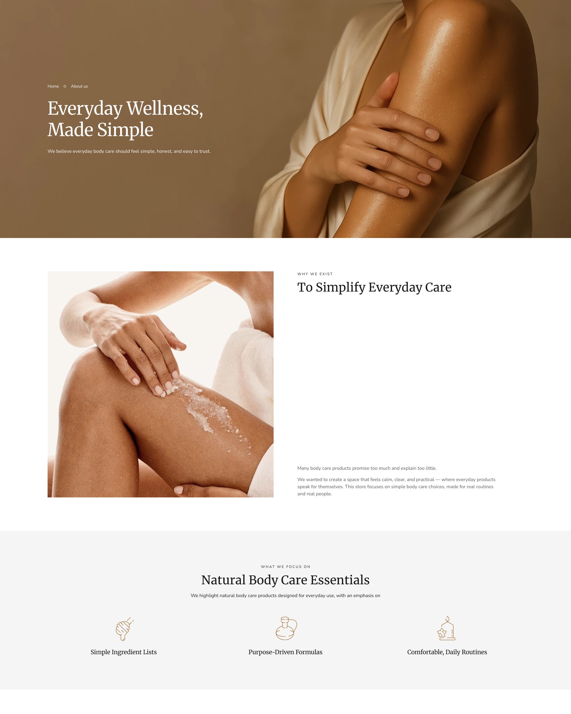 Trueplain Wellness About Page template for Shopify store