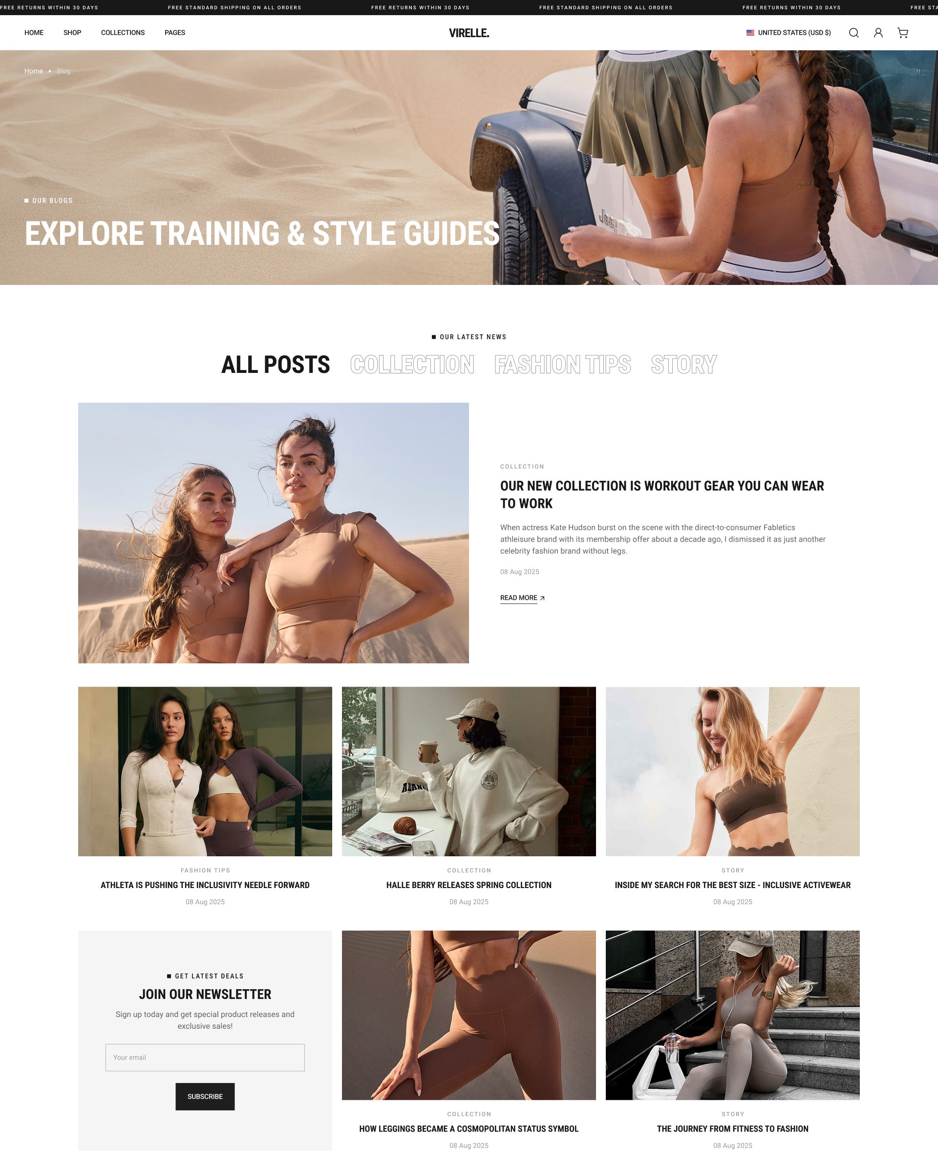 Virelle Clothing Blog Page for Shopify