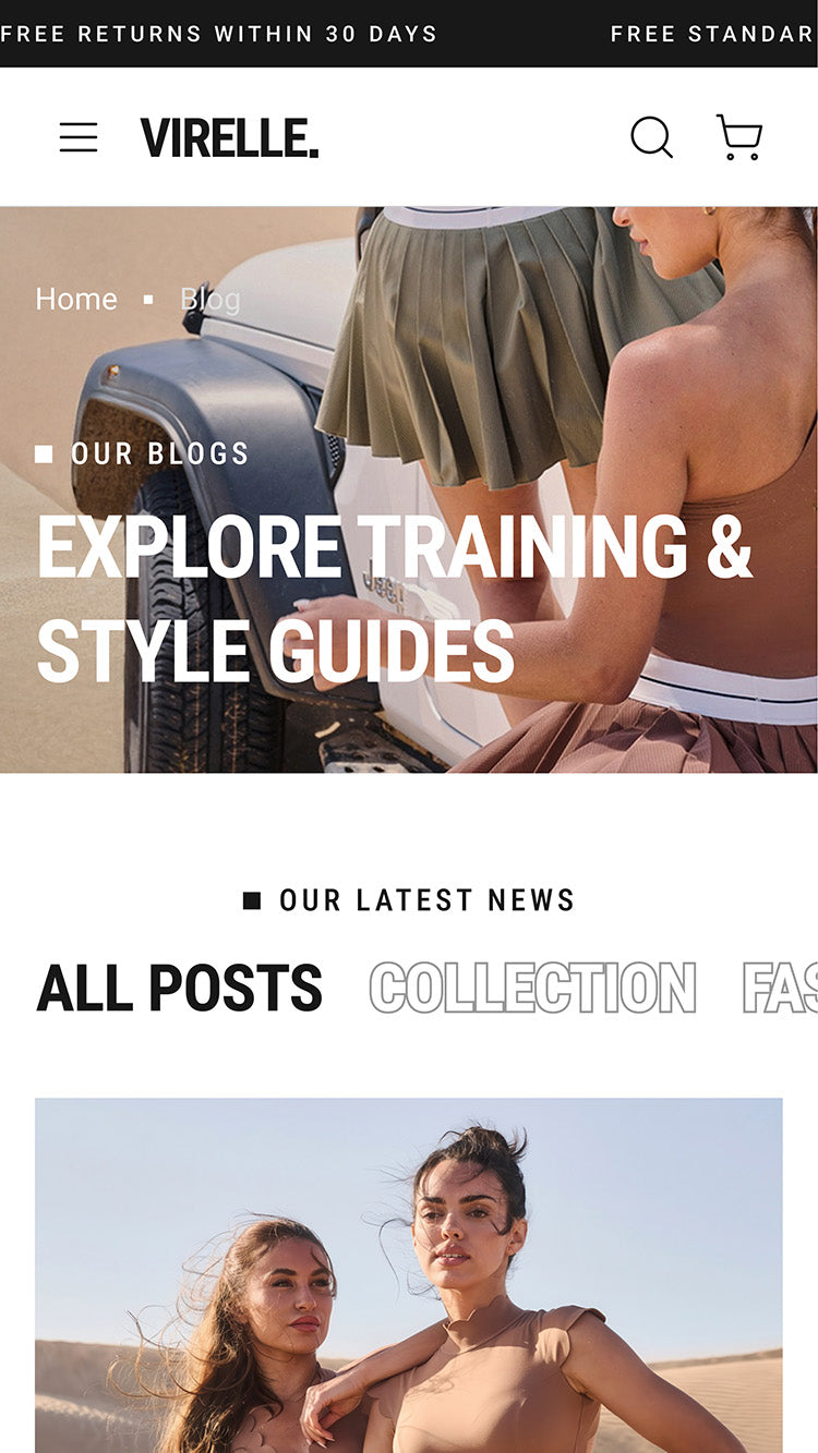 Virelle Clothing Blog Page template for Shopify