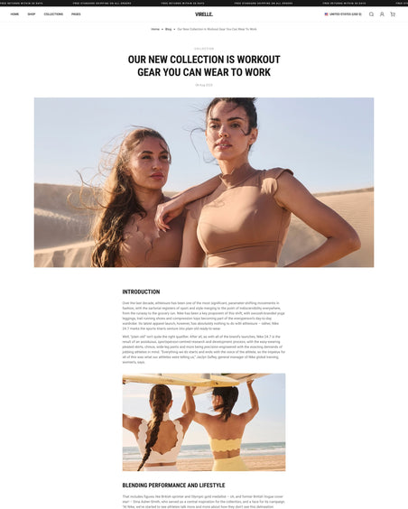Virelle - Clothing Blog Post Page Template for Shopify | Omnise