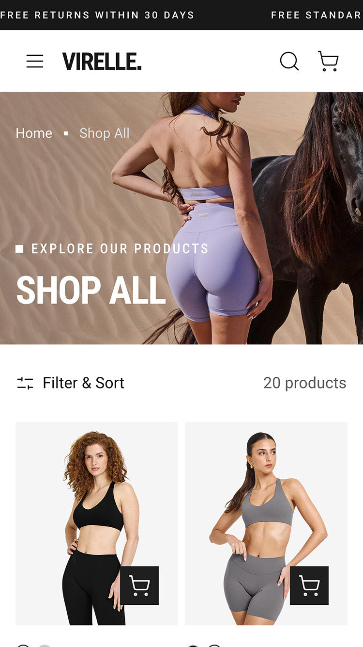 Virelle Clothing Collection Page template for Shopify store mobile
