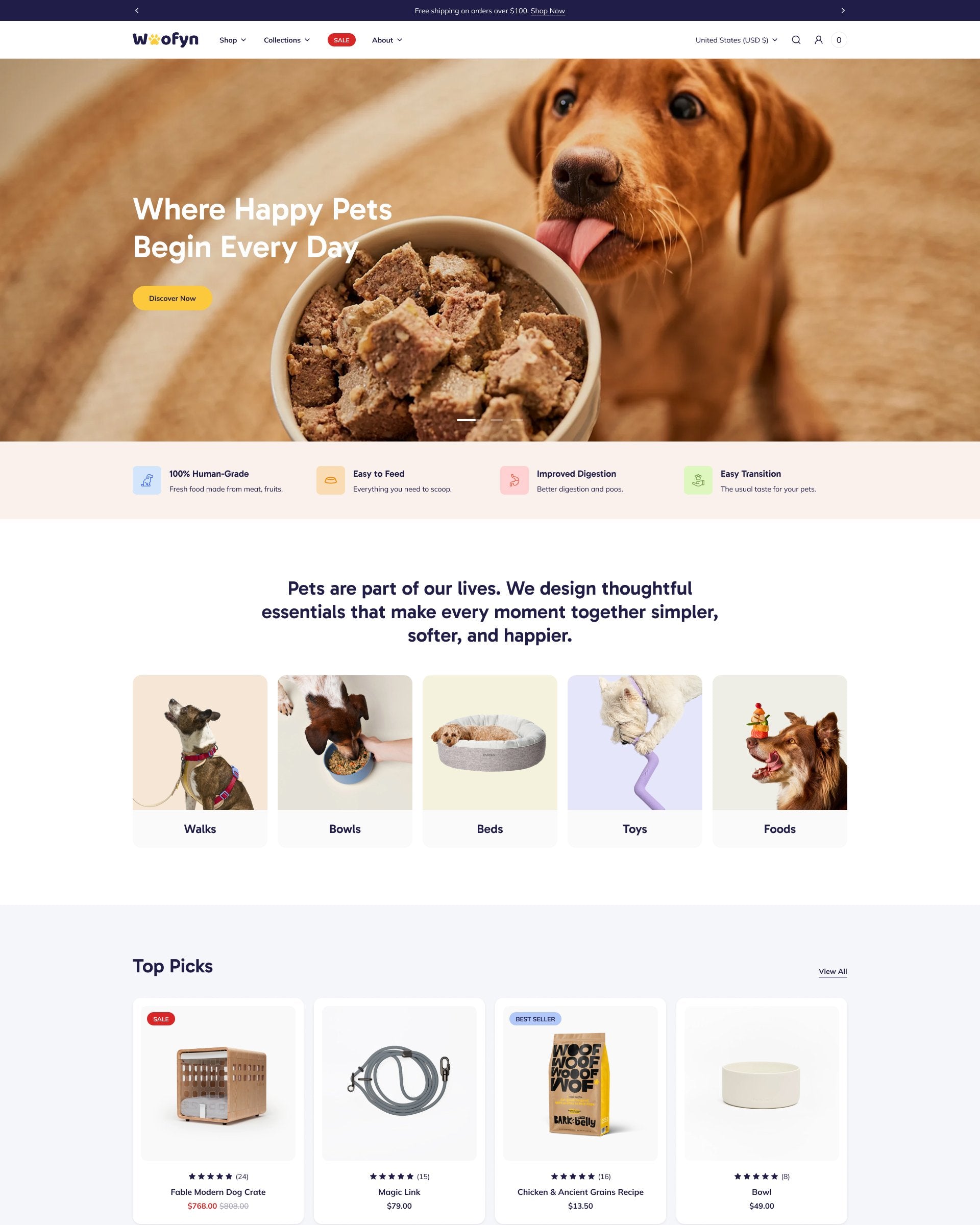 Wofyn - Pets Homepage Template for Shopify | Omnise