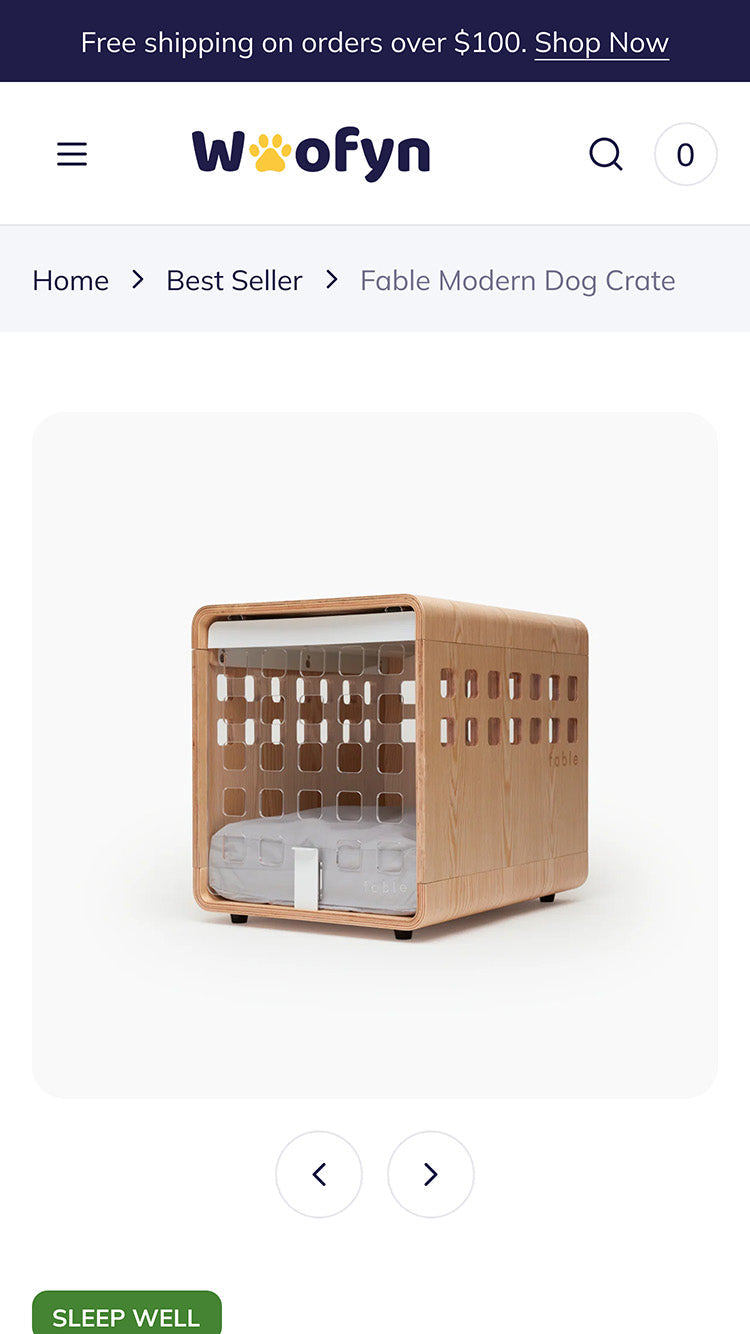Wofyn Pets Product Page template for Shopify store mobile