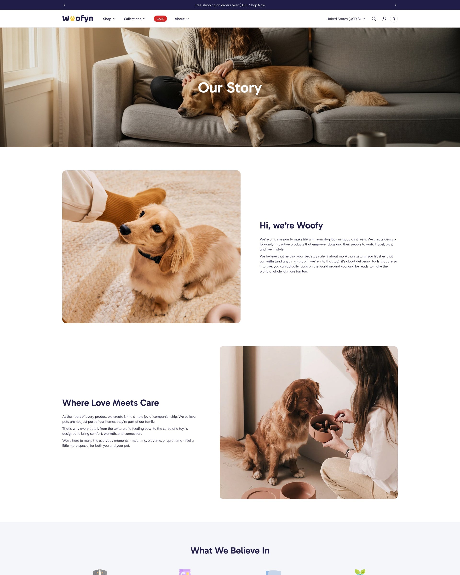 Wofyn - Pets About Page Template for Shopify | Omnise